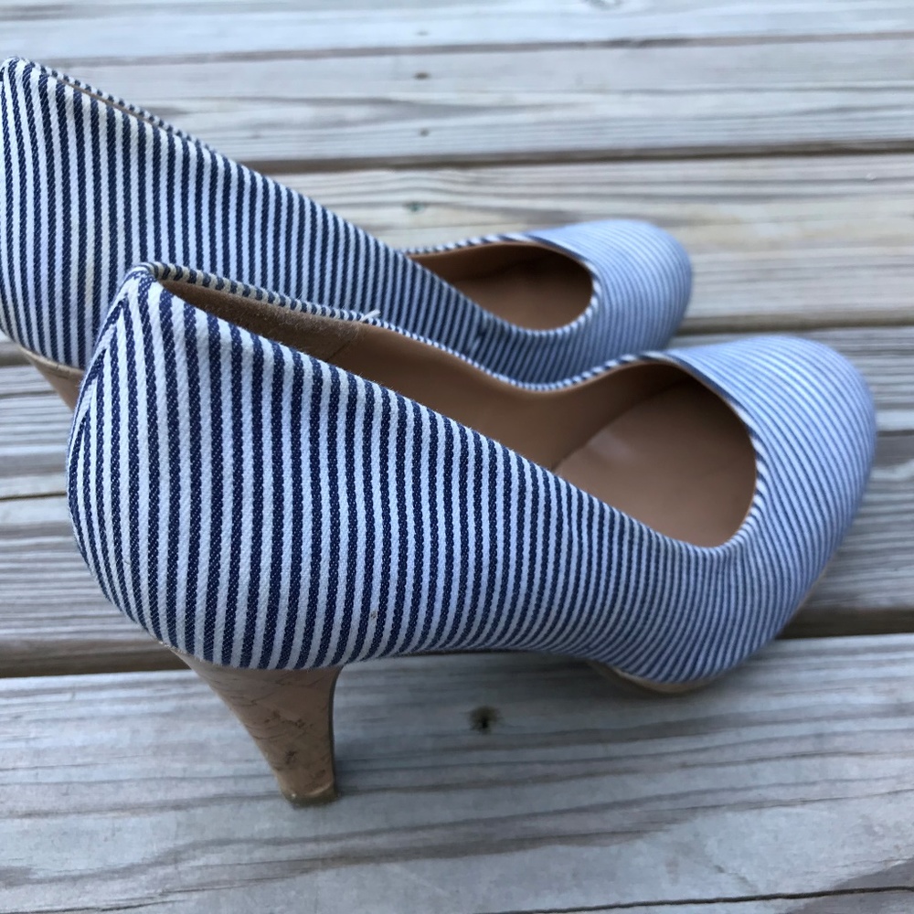 Call it Spring Women Heels Shoes Blue/White Stripe - Picture 3 of 8